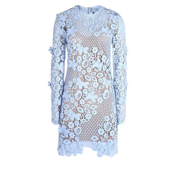 Self-Portrait Lace Pattern Mini Dress Floral Blue Size 6 US 10 UK NWOT - Picture 2 of 12